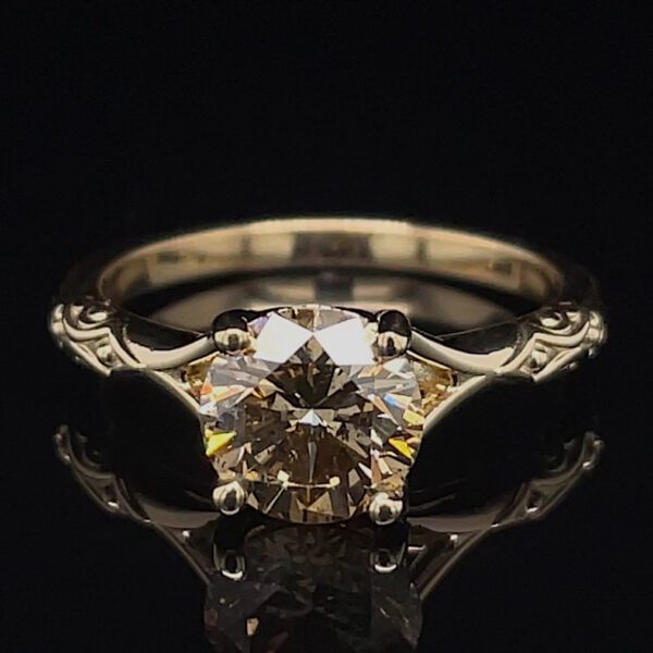 GIA Certified Recycled Fancy Light Brown Diamond Ring