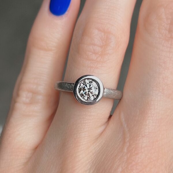Estate GIA Certified Bezel Set Diamond Ring - Image 3