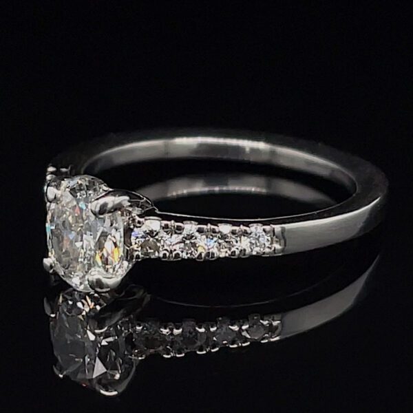 Estate Platinum Oval Diamond Accented Ring - Image 2