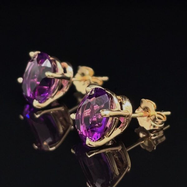 Estate Amethyst Stud Earrings - Image 2
