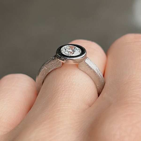 Estate GIA Certified Bezel Set Diamond Ring - Image 4