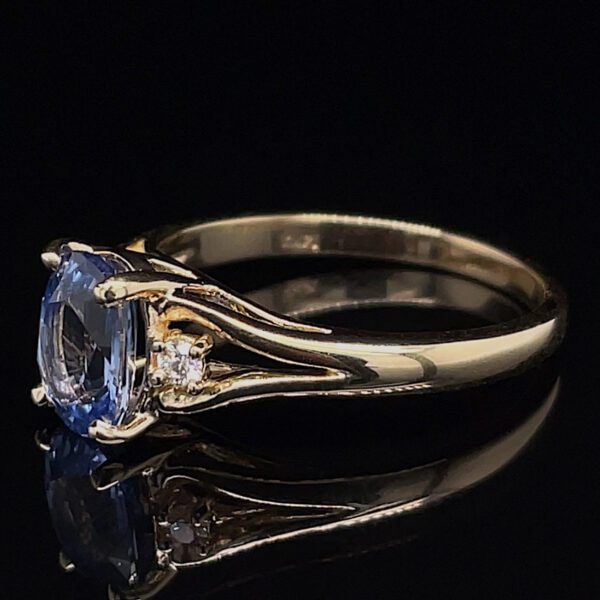 Recycled Sapphire & Diamond Engagement Ring - Image 2