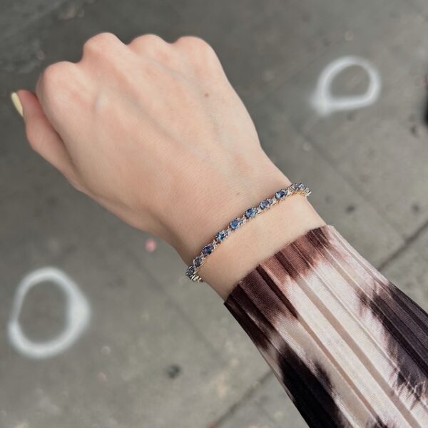 Estate Sapphire & Diamond Line Bracelet - Image 2
