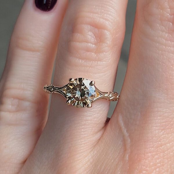 GIA Certified Recycled Fancy Light Brown Diamond Ring - Image 3