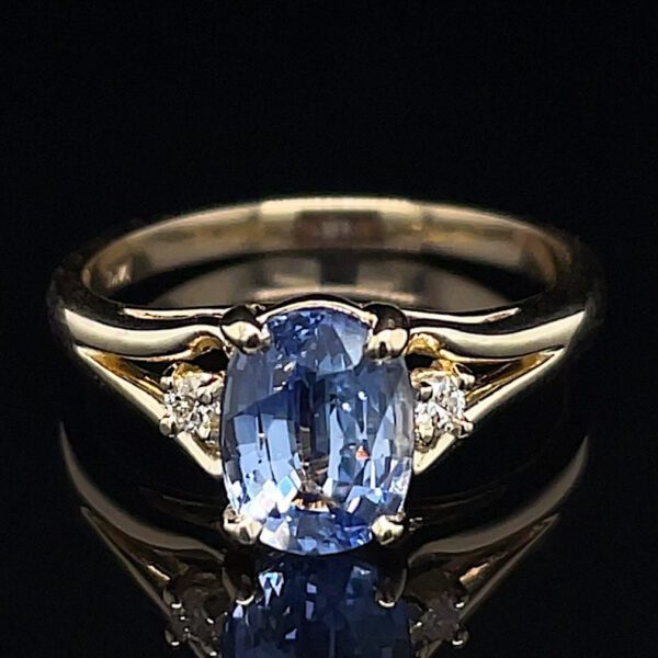 Recycled Sapphire & Diamond Engagement Ring