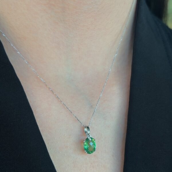 Estate 14k Green Glass Pendant - Image 2