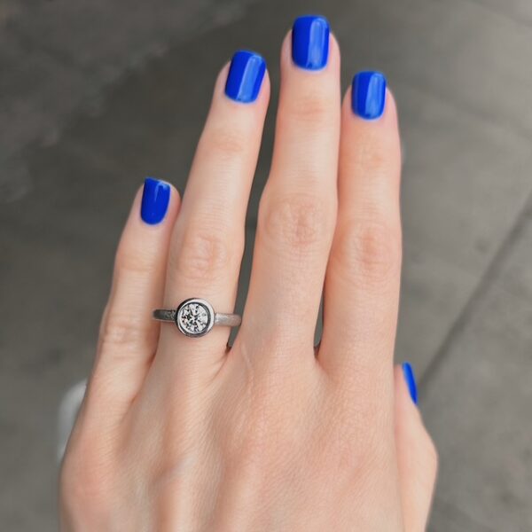 Estate GIA Certified Bezel Set Diamond Ring - Image 2