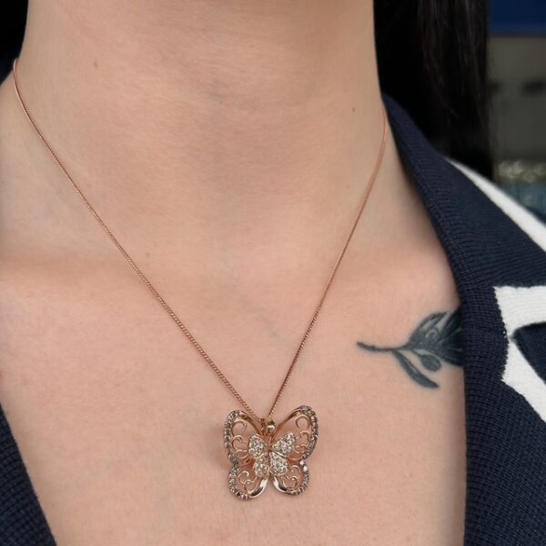 Estate 14k LeVian Butterfly Pendant - Image 2