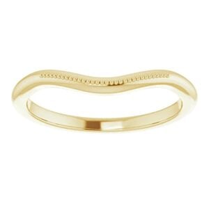 Gold wavy band ring with a beaded edge along the top for decorative detail