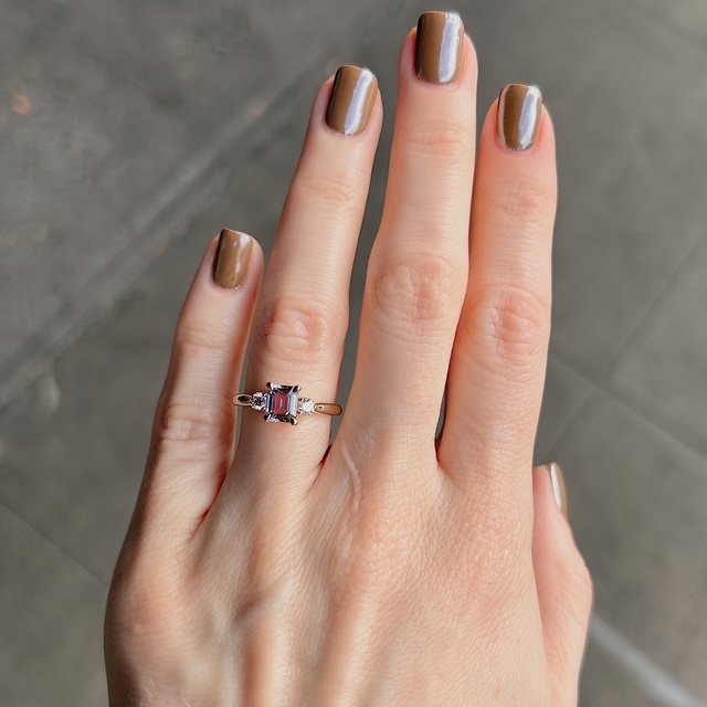 Recycled Violet Sapphire & Diamond Ring - Image 2