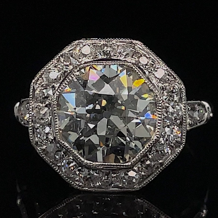 Art Deco 2.69ct GIA Certified Diamond Ring