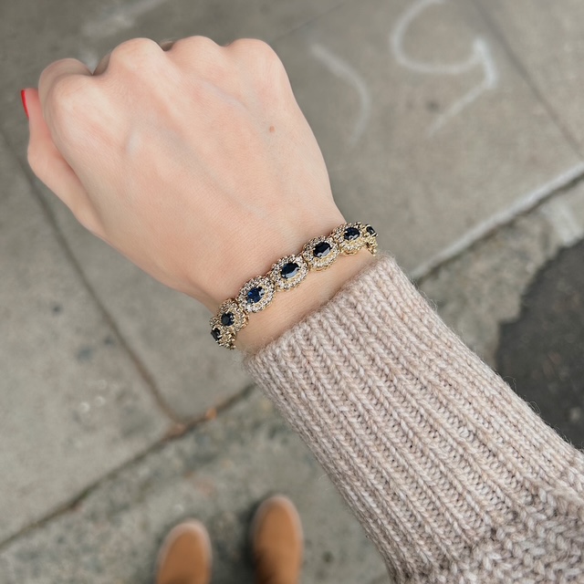 1980's Estate Sapphire Diamond Halo Bracelet - Image 2