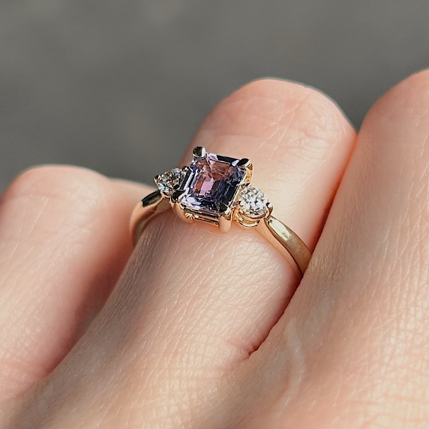 Recycled Violet Sapphire & Diamond Ring - Image 4