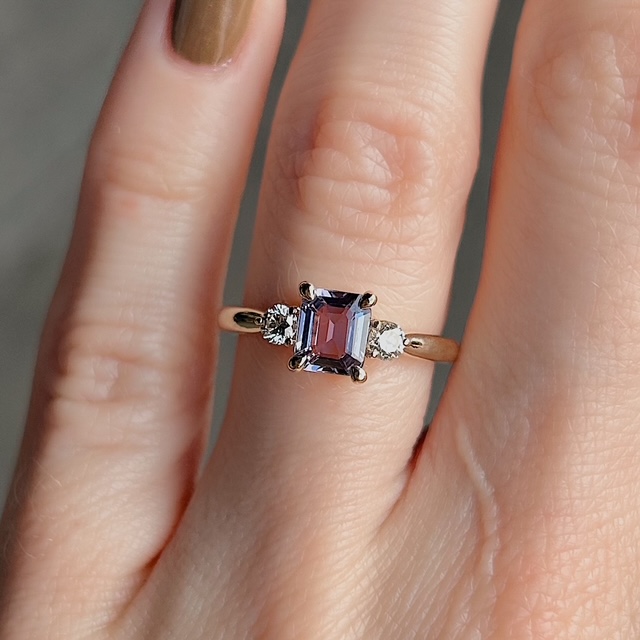Recycled Violet Sapphire & Diamond Ring - Image 3