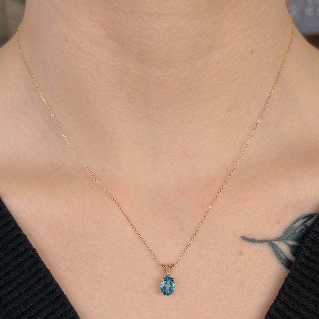 Estate 14k Blue Topaz Pendant - Image 2