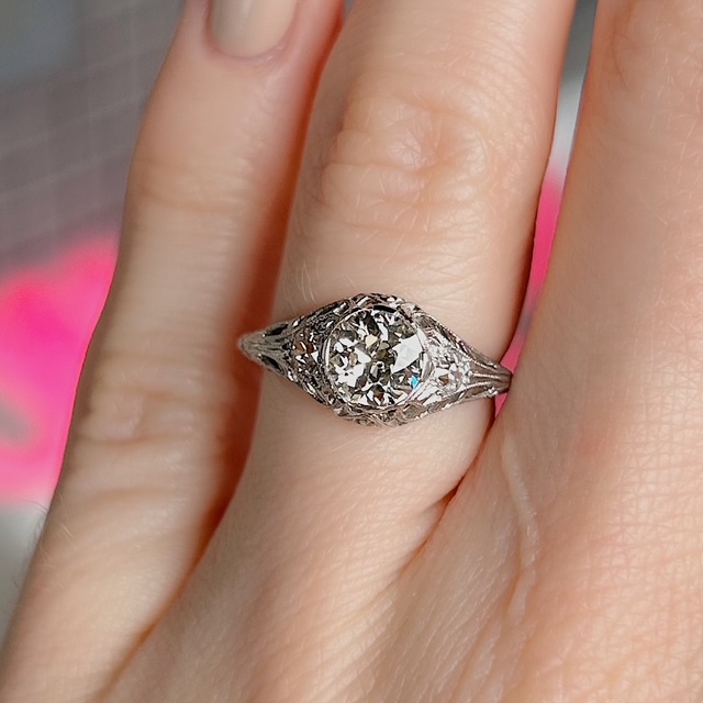 Art Deco .90ct Old European Diamond Ring - Image 4