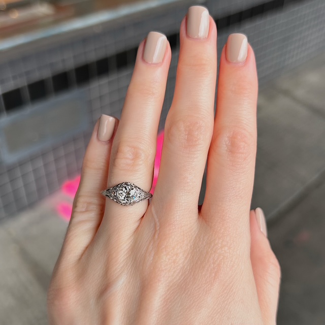 Art Deco .90ct Old European Diamond Ring - Image 3