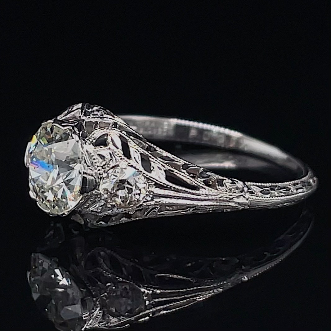 Art Deco .90ct Old European Diamond Ring - Image 2
