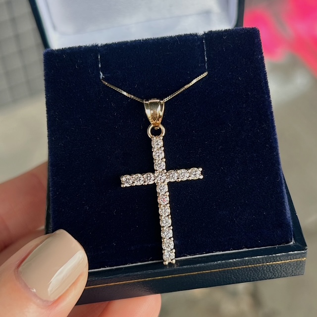 Estate 18k Diamond Cross Pendant