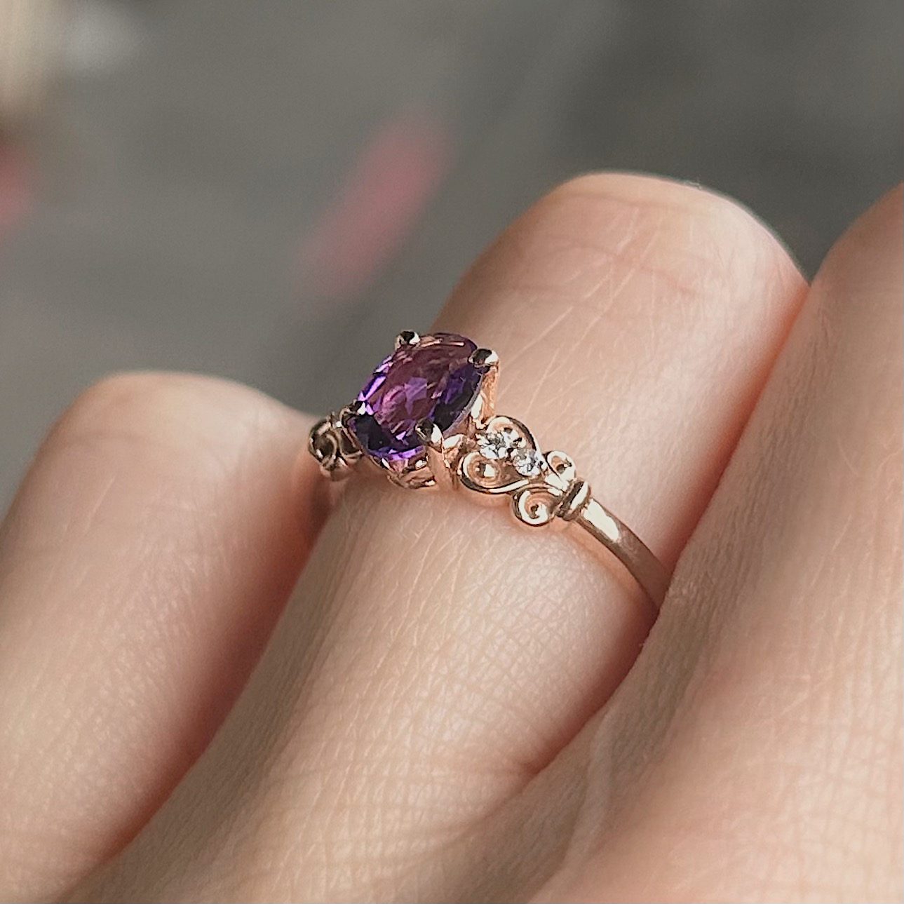 Recycled Rose Gold Amethyst Ring - Image 5