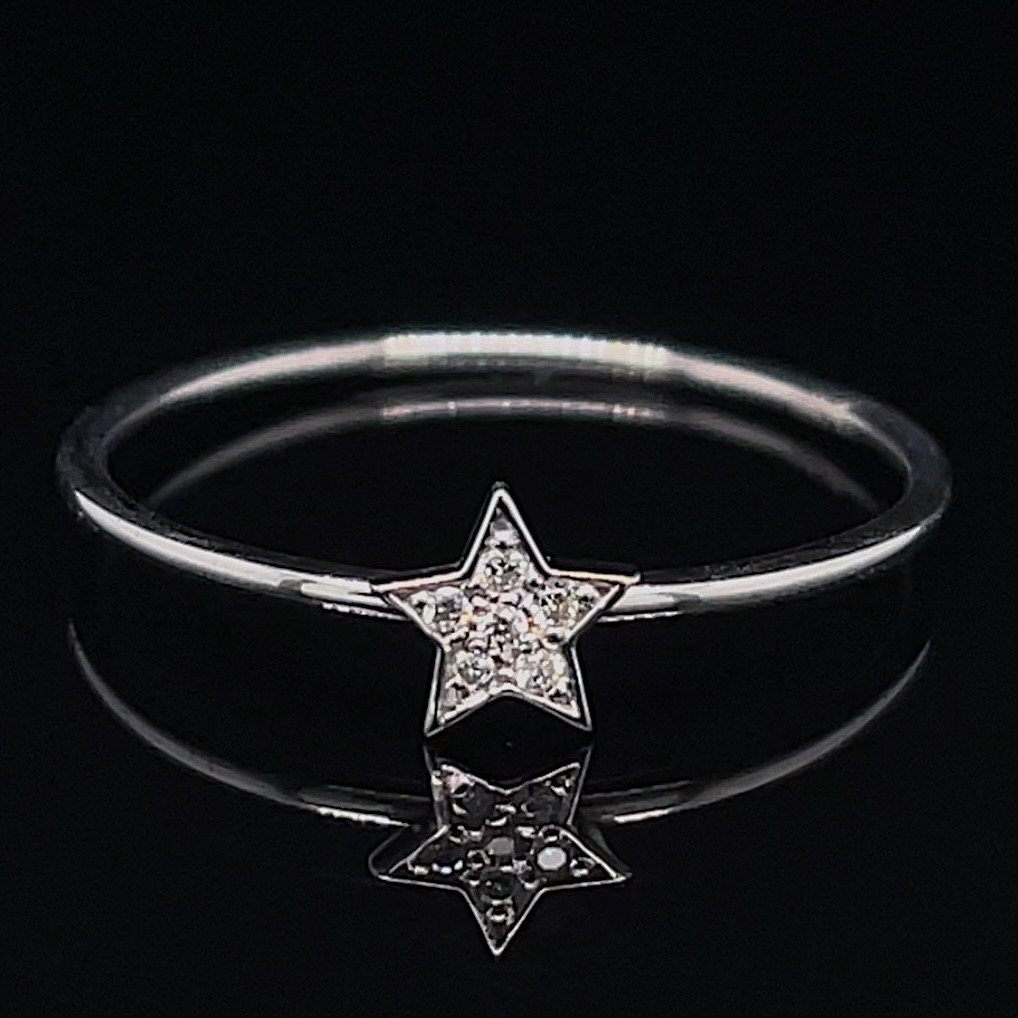 Estate 18k Dainty Diamond Star Ring