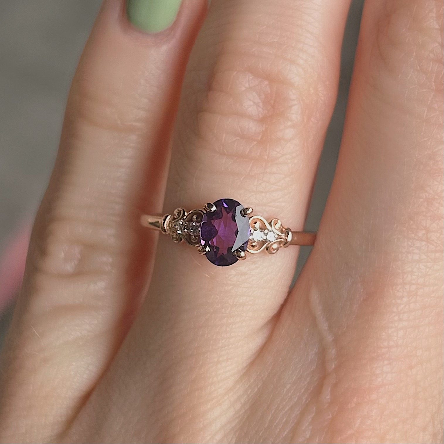 Recycled Rose Gold Amethyst Ring - Image 3