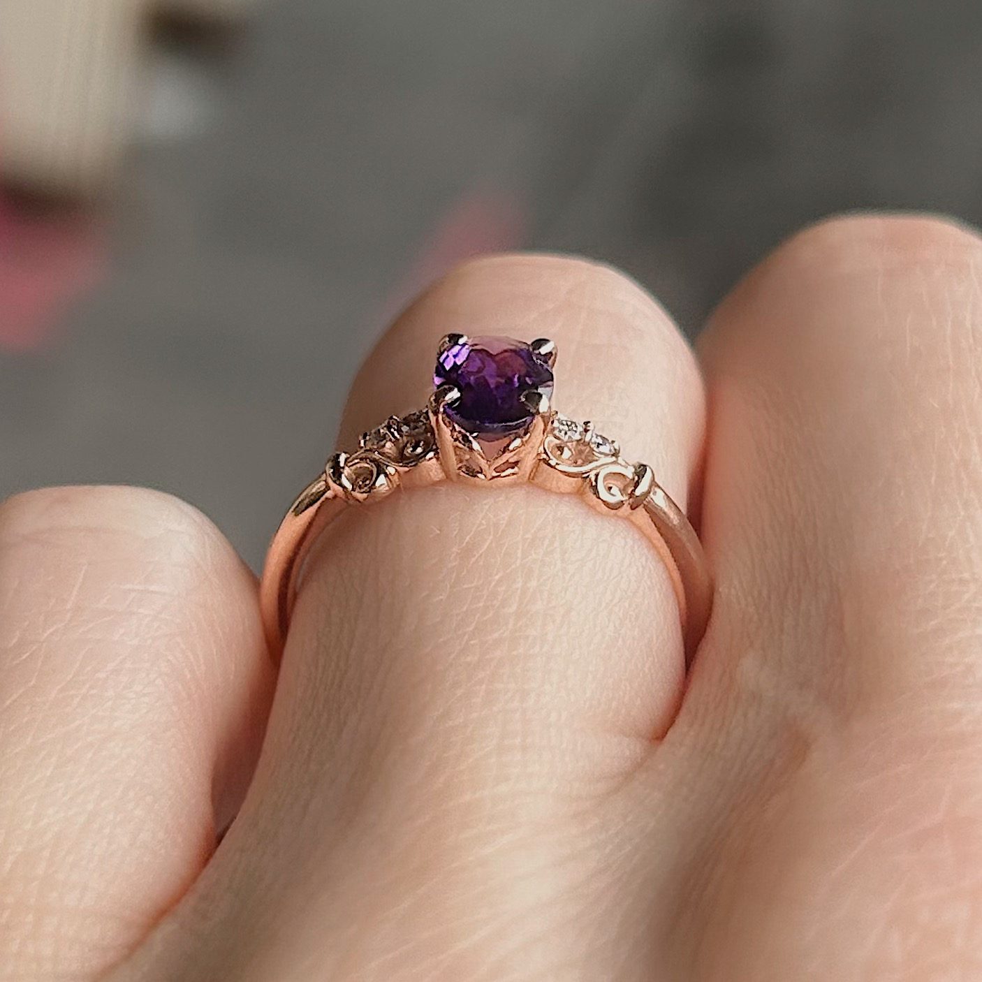 Recycled Rose Gold Amethyst Ring - Image 4
