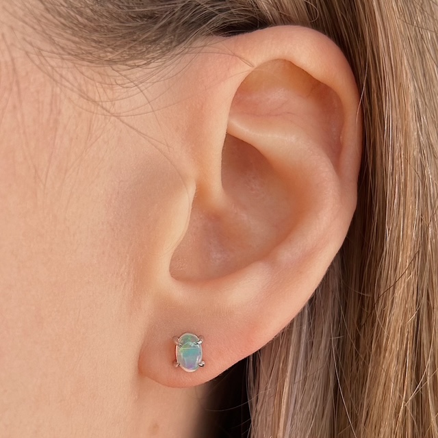Recycled .70ct Opal Stud Earrings - Image 2