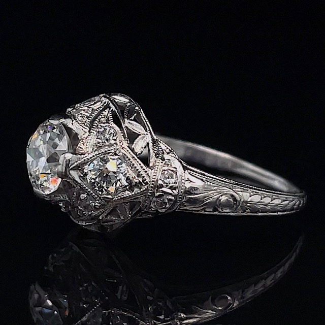 Art Deco 1ct Old Euro Diamond Ring - Image 2