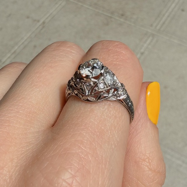 Art Deco 1ct Old Euro Diamond Ring - Image 3