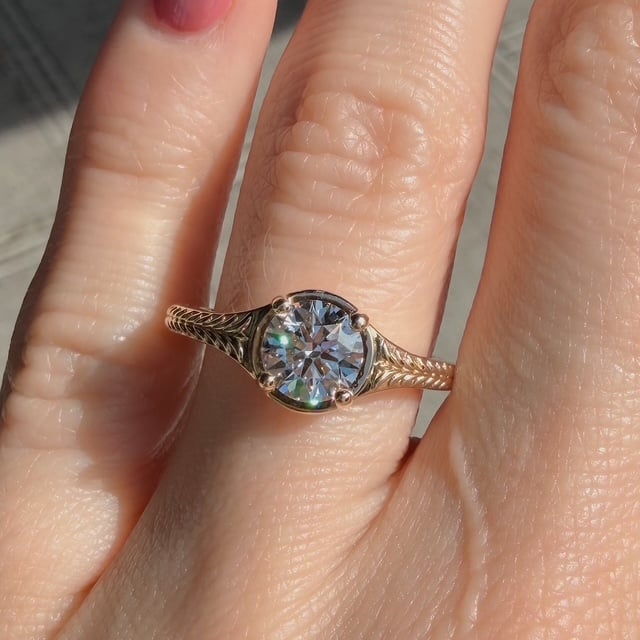 Recycled 1.04ct Vintage Inspired Engraved Solitaire - Image 3