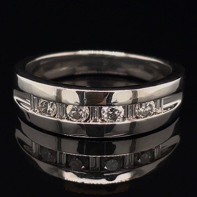 Estate Baguette and Round Diamond Band