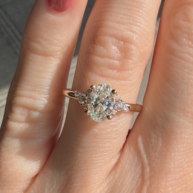 Recycled 1ct Oval Diamond Accented Ring - Image 3
