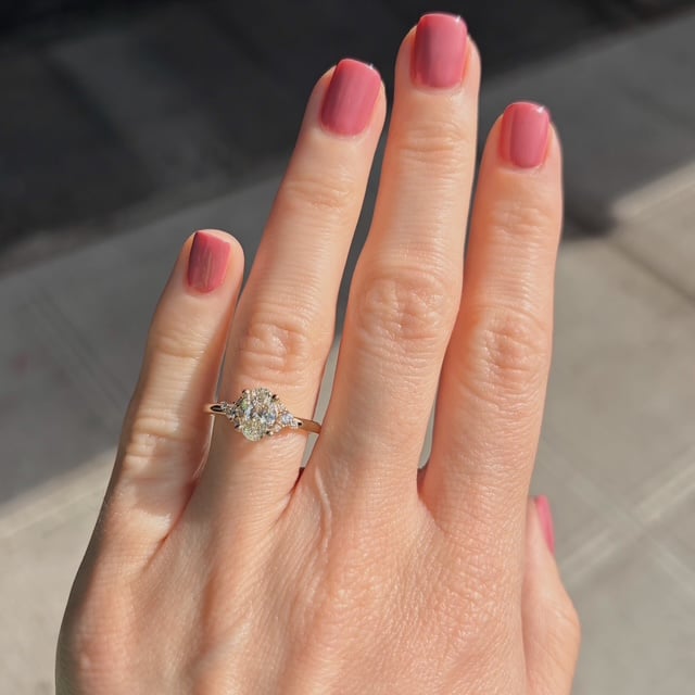 Recycled 1ct Oval Diamond Accented Ring - Image 2